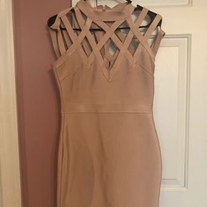 Champagne Pink Caged Bodycon Dress